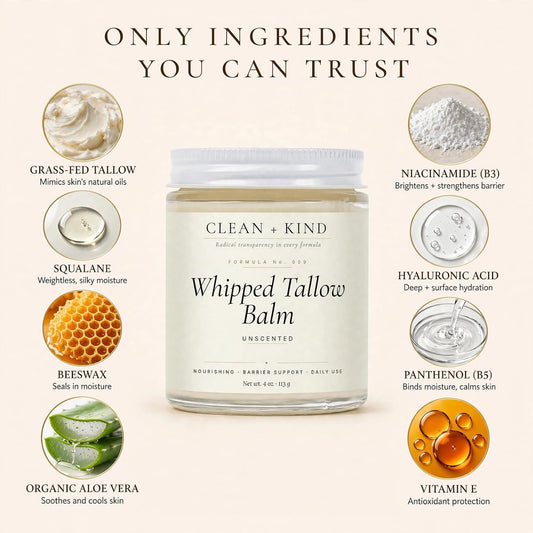 Whipped Tallow Honey Balm — Grass-Fed Tallow & 272 MGO Manuka Honey, 4 oz